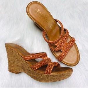 Italian Shoemakers | Tan Wedge Sandals